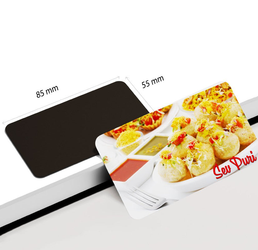 dhcrafts Rectangular Rubber Fridge Magnet Multicolor Food Sev Puri Rectangular Design Pack of 1 (8.6cm x 5.4cm)